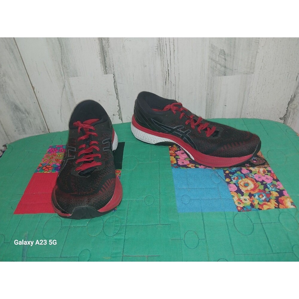 ASICS GEL-Kayano 27 FlyteFoam Running Athletic Sneaker Black Red Mens Size 8